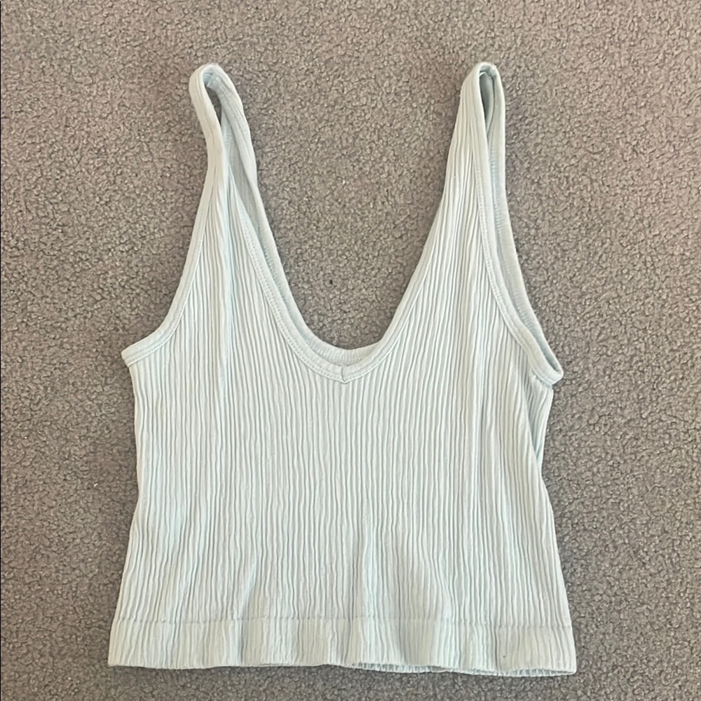 Cream Ribbed Sleeveless Fitted Tank Top